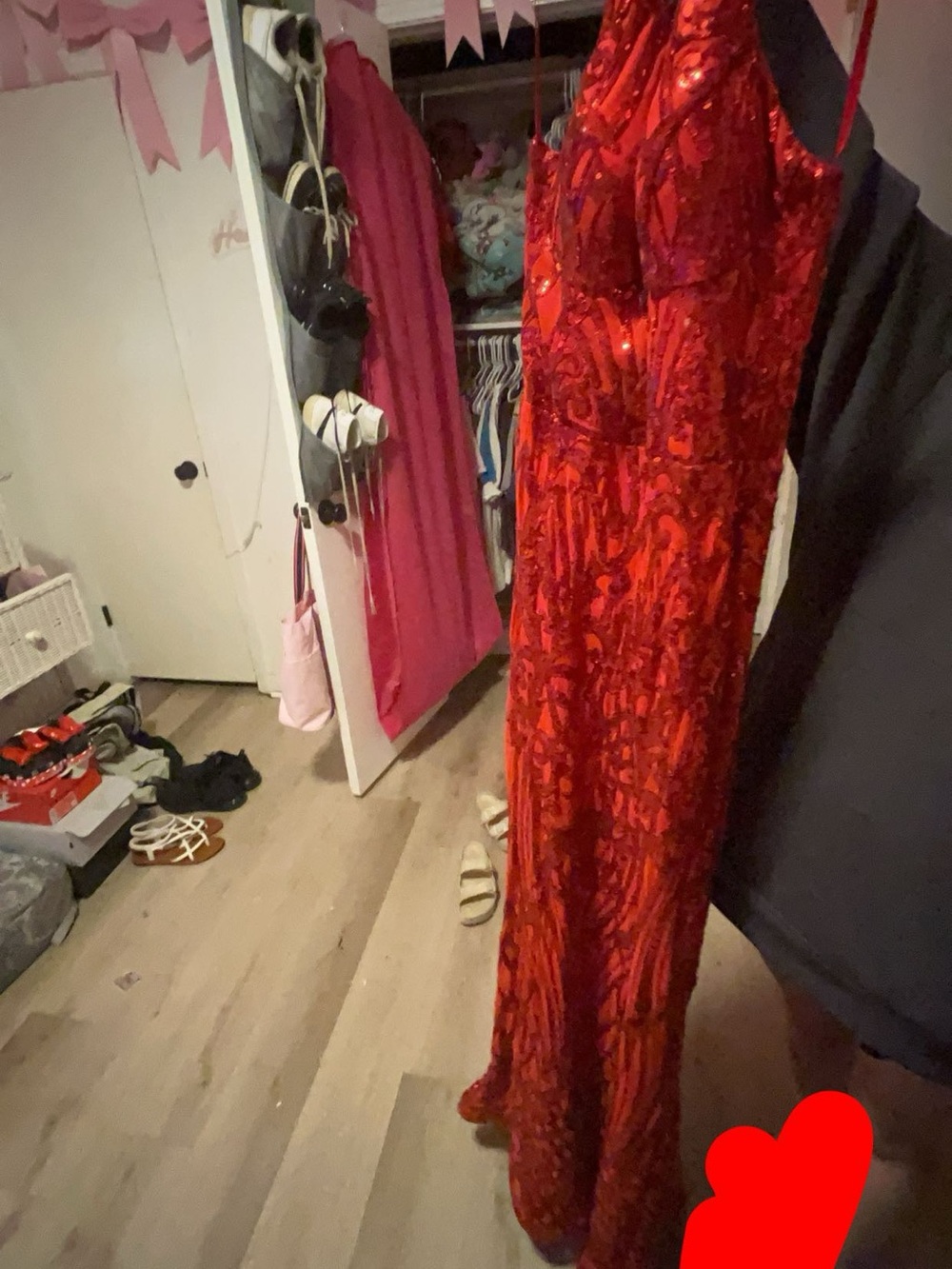 B Darlin Red Sequin Prom Gown